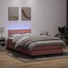 vidaXL Sommier &agrave; lattes de lit avec matelas et LED rose 120x220 cm velours