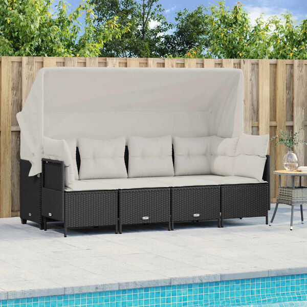 vidaXL Salon de jardin 5 pcs avec coussins noir r&eacute;sine tress&eacute;e