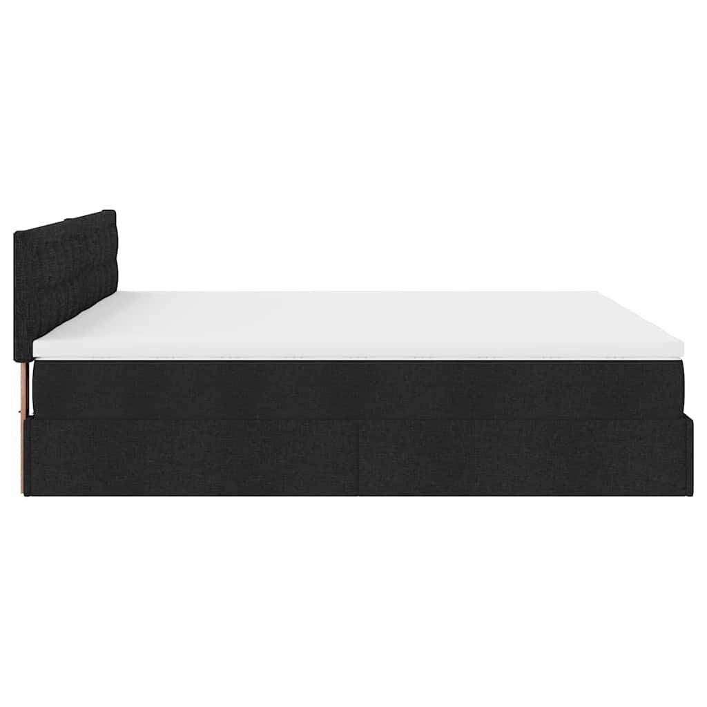 VidaXL Cadre de lit ottoman avec matelas noir 200x200cm tissu