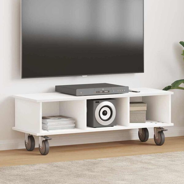 vidaXL Meuble TV Blanc 100 x 35 x 35 cm Bois d'ing&eacute;nierie