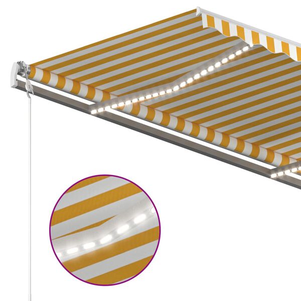 vidaXL Auvent manuel r&eacute;tractable avec LED 3x2,5 m Jaune et blanc