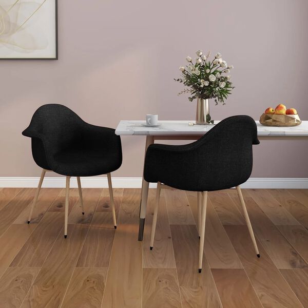 vidaXL Chaises &agrave; manger lot de 2 noir tissu