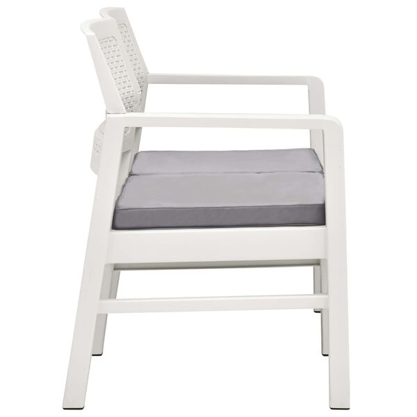 vidaXL Salon de jardin 4 pcs avec coussins Plastique Blanc