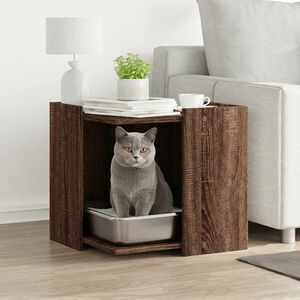 vidaXL Meuble de bac &agrave; liti&egrave;re pour chat ch&ecirc;ne marron bois ing&eacute;nierie