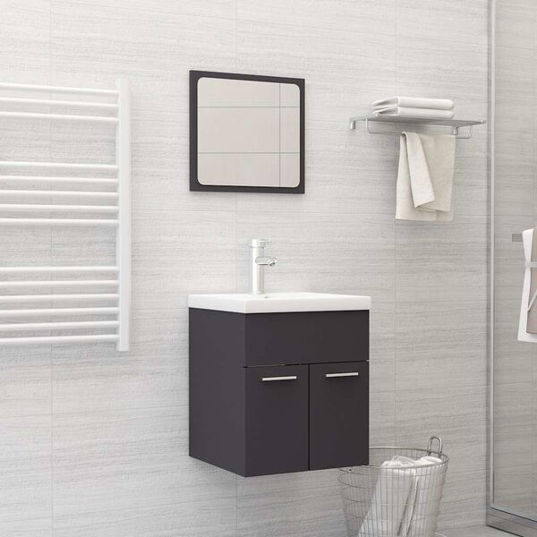 vidaXL Ensemble de meubles de salle de bain Gris Agglom&eacute;r&eacute;