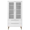 vidaXL Armoire &agrave; vitrine MOLDE Blanc 90x35x175 cm Bois de pin massif
