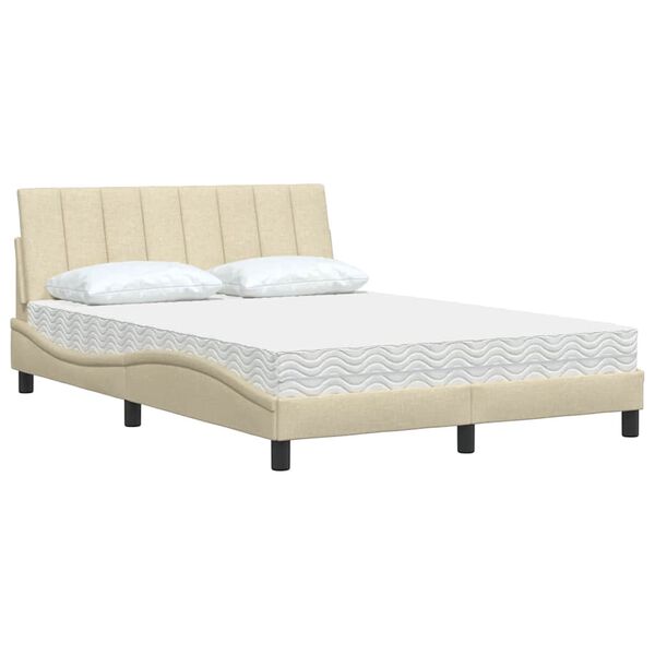 vidaXL Lit avec matelas Hanko cr&egrave;me 140x200 cm tissu