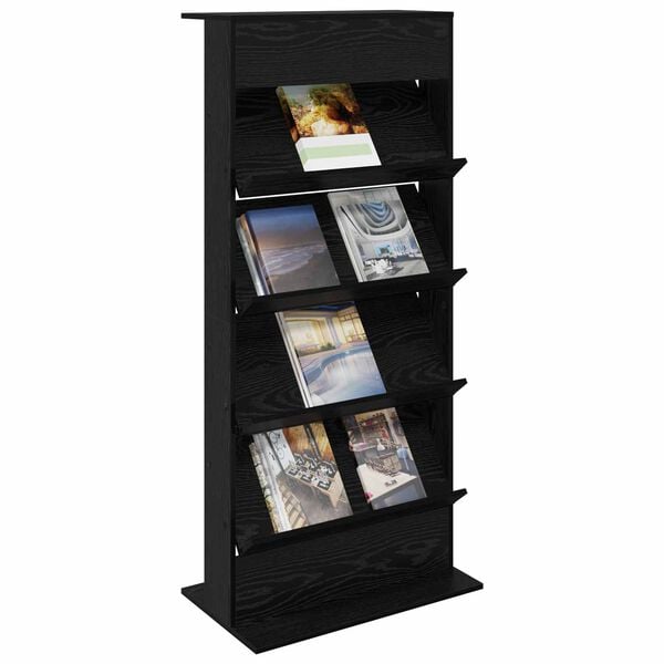 vidaXL &Eacute;tag&egrave;re &agrave; magazines avec &eacute;tag&egrave;re Ch&ecirc;ne noir 70 x 41 x 156 cm