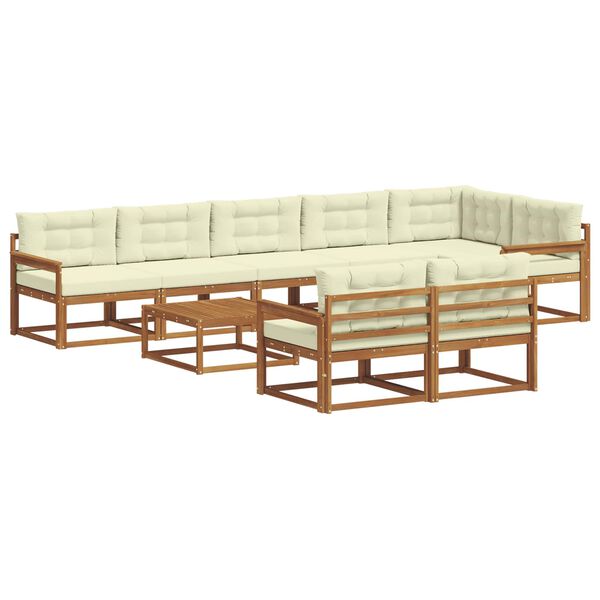 vidaXL Ensemble de canap&eacute;s d'ext&eacute;rieur 9 pcs Naturel et Cr&egrave;me