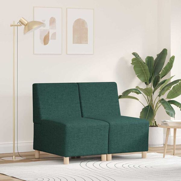 vidaXL Unit&eacute; de Sofa Modulaire Sans Accoudoirs 2 pcs Vert fonc&eacute;