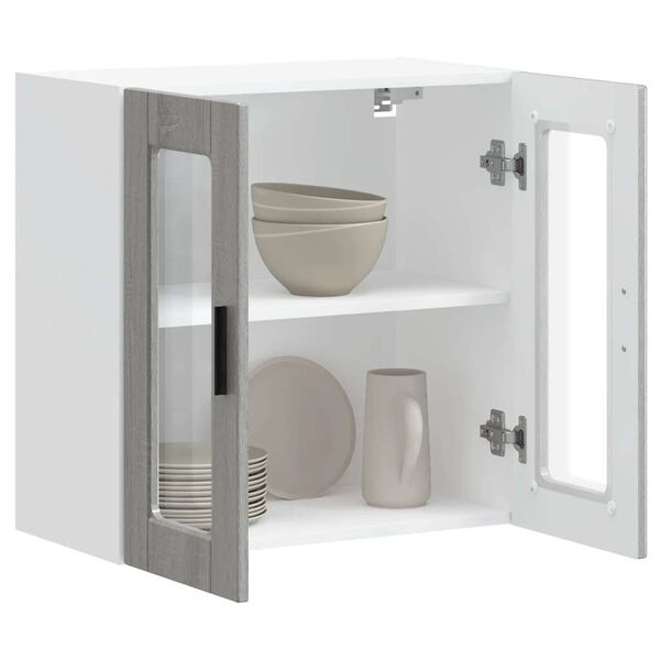 vidaXL Armoire murale de cuisine avec porte en verre Porto sonoma gris