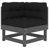 vidaXL Canapé d'angle avec coussins gris bois de pin solide