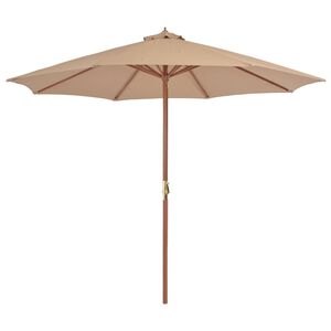 vidaXL Parasol d'extérieur avec mât en bois 300 cm taupe