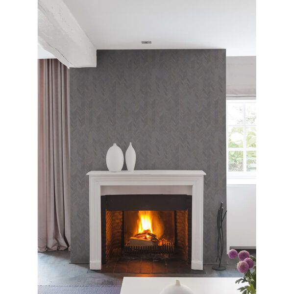 DUTCH WALLCOVERINGS Papier peint Ar&ecirc;te de poisson Marron et dor&eacute;