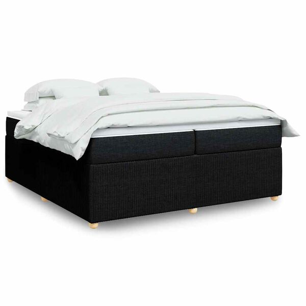 vidaXL Sommier &agrave; lattes de lit avec matelas Noir 200x200 cm Tissu