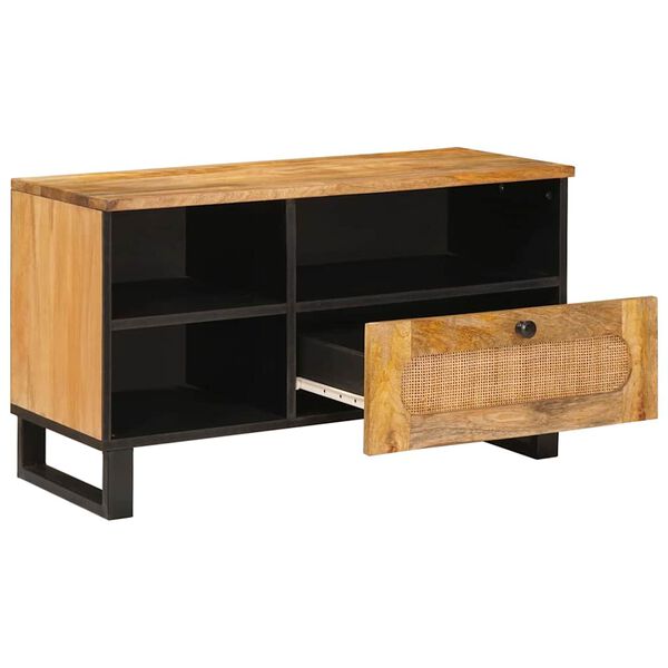 vidaXL Meuble TV Marron 80 x 33,5 x 46 cm Bois de mangue massif