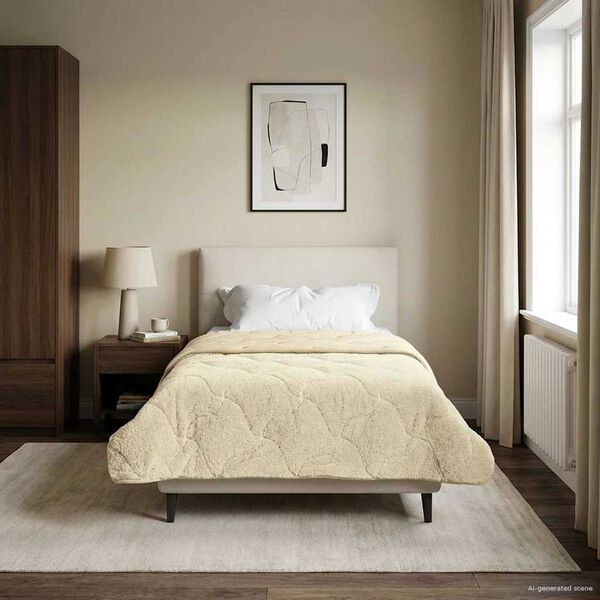 vidaXL Duvet d'&eacute;t&eacute; simple Matelass&eacute; Cr&egrave;me 140 x 200 cm