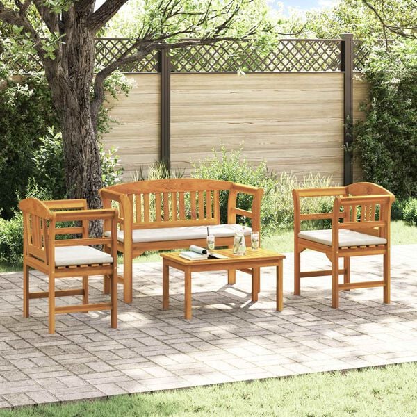 vidaXL Ensemble de salon Rose de jardin 4 pcs Bois d'Acacia Massif
