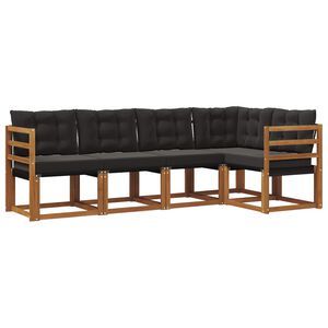 vidaXL Ensemble de canap&eacute;s d'ext&eacute;rieur 5 pcs Naturel et Noir