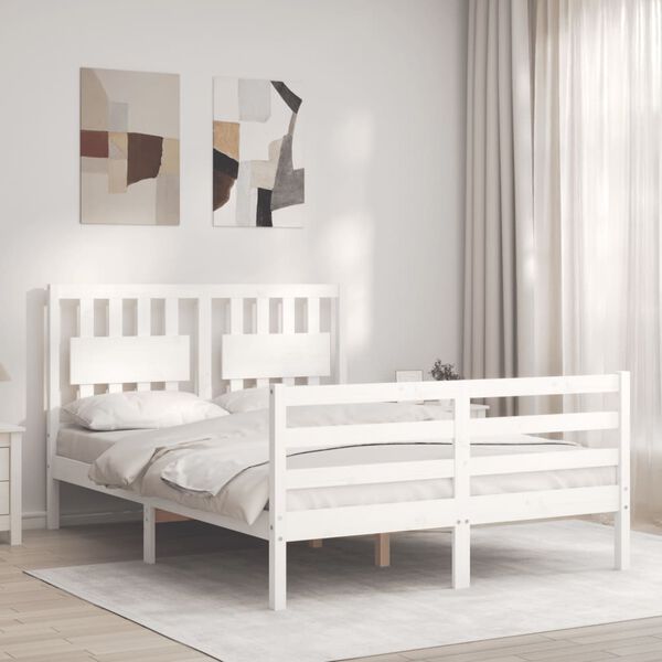 vidaXL Cadre de lit sans matelas blanc 120x200 cm bois massif