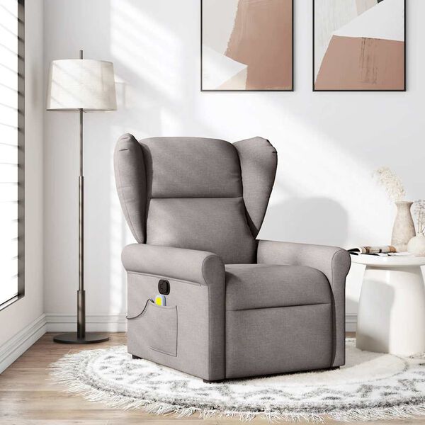 vidaXL Fauteuil de massage inclinable Taupe Tissu