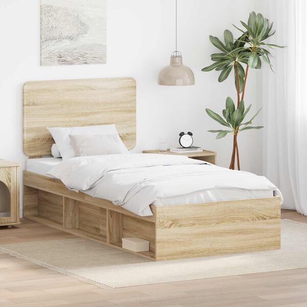 vidaXL Cadre de lit Ch&ecirc;ne Sonoma 75 x 190 cm Bois de pin massif
