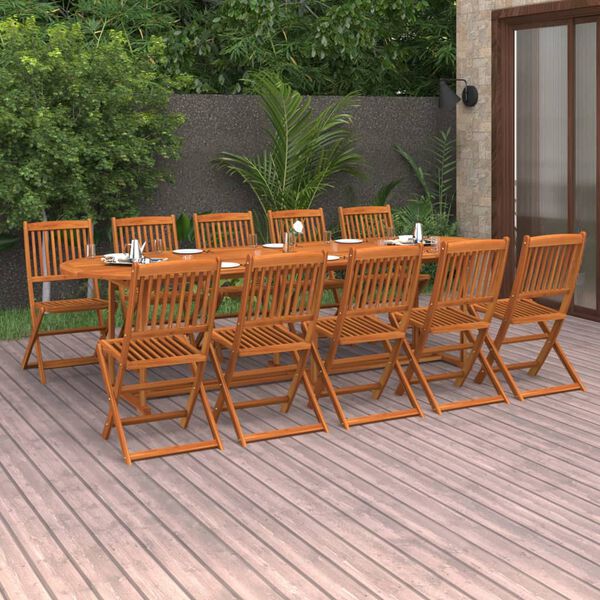vidaXL Ensemble &agrave; manger de jardin 11 pcs 280x90x75 cm bois d'acacia