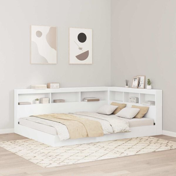vidaXL T&ecirc;te de lit de rangement Blanc 140 cm Bois d'ing&eacute;nierie