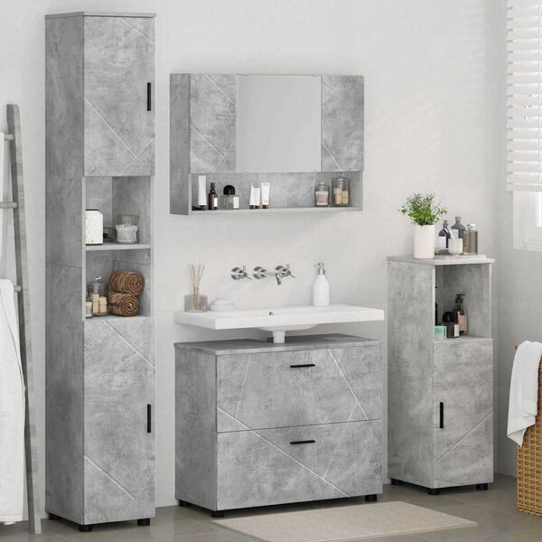 vidaXL Ensemble de mobilier de salle de bain 4 pcs Gris b&eacute;ton