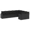 vidaXL Salon de jardin 9 pcs avec coussins noir r&eacute;sine tress&eacute;e