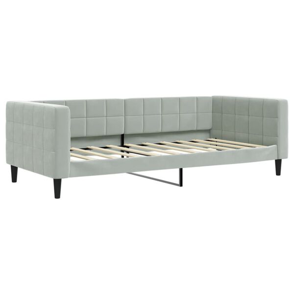 vidaXL Lit de jour avec gigogne et matelas gris clair 90x190cm velours
