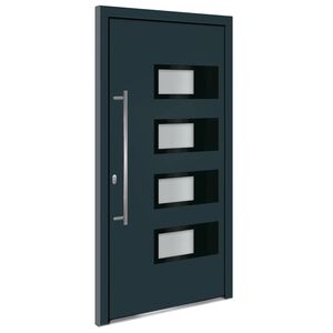 vidaXL Porte d'entr&eacute;e Anthracite 100x200 cm Aluminium et PVC