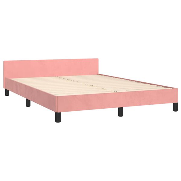 vidaXL Cadre de lit et tête de lit sans matelas rose 140x190cm velours