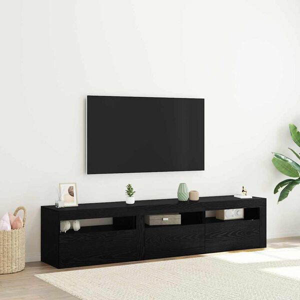 vidaXL Meuble TV 2 pcs Ch&ecirc;ne noir 180 x 35 x 40 cm Bois d'ing&eacute;nierie