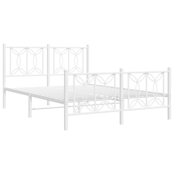 vidaXL Cadre de lit métal sans matelas et pied de lit blanc 140x200 cm