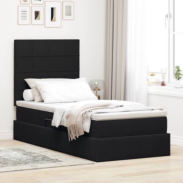 vidaXL Lit avec rangement et matelas Noir 100 x 200 cm Velours