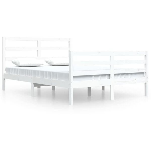 vidaXL Cadre de lit sans matelas blanc bois de pin massif 140x200 cm