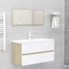 vidaXL Meubles de salle de bain blanc ch&ecirc;ne sonoma bois d'ing&eacute;nierie