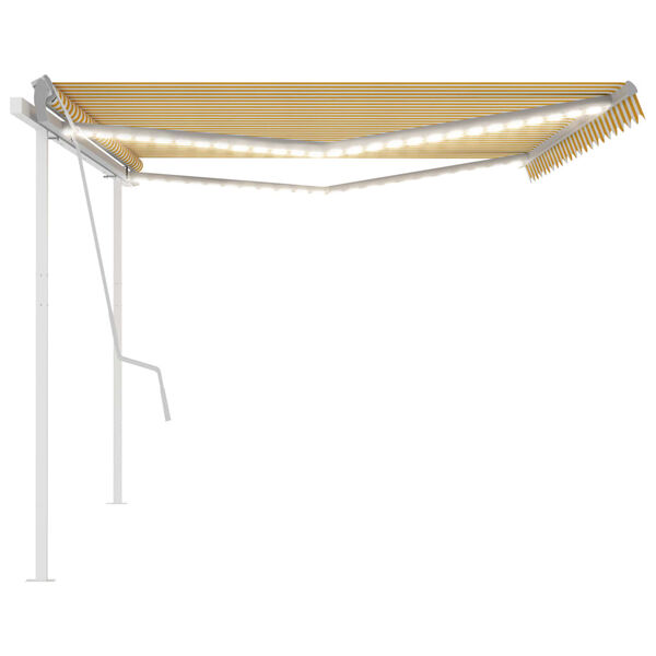 vidaXL Auvent manuel rétractable avec LED 5x3,5 m Jaune et blanc