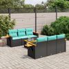 vidaXL Salon de jardin 7 pcs avec coussins noir r&eacute;sine tress&eacute;e