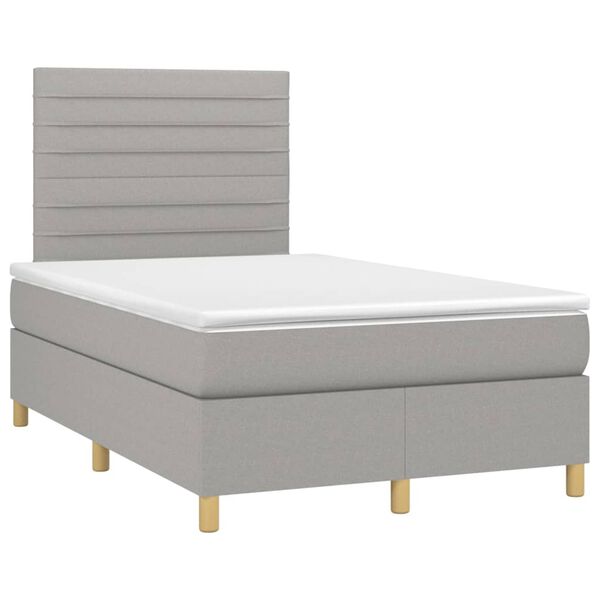 vidaXL Sommier &agrave; lattes de lit matelas et LED Gris clair 120x200 cm