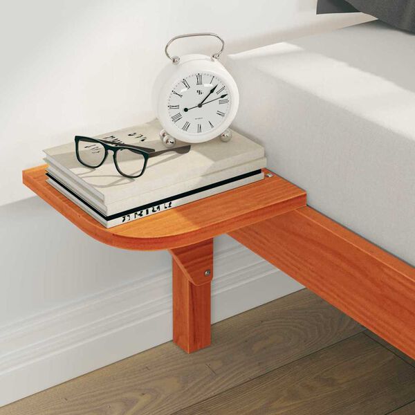 vidaXL Cadre de lit avec tables de chevet Brun cire 180 x 220 cm