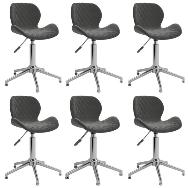 vidaXL Chaises pivotantes &agrave; manger lot de 6 gris fonc&eacute; velours