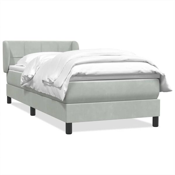 vidaXL Sommier &agrave; lattes de lit et matelas gris clair 100x210cm velours