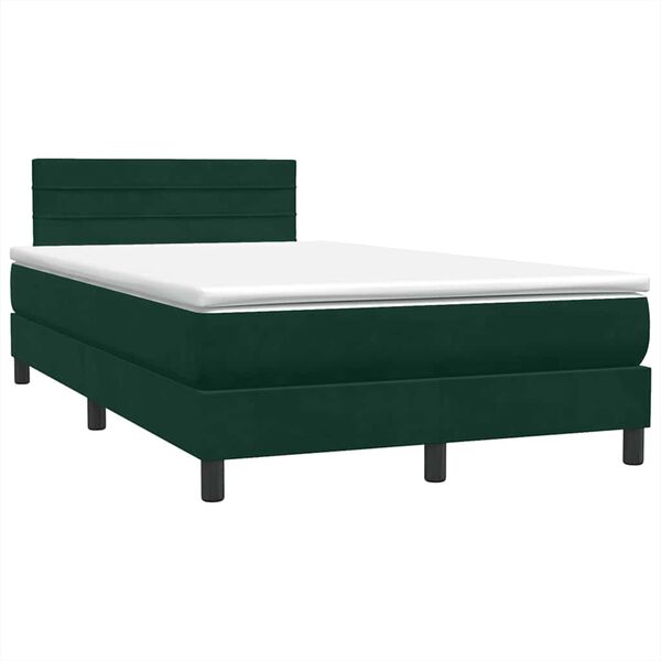 vidaXL Sommier &agrave; lattes de lit et matelas vert fonc&eacute; 120x220cm velours