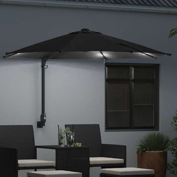 vidaXL Parasol de jardin Noir 248 x 248 x 148 cm Polyester et Acier