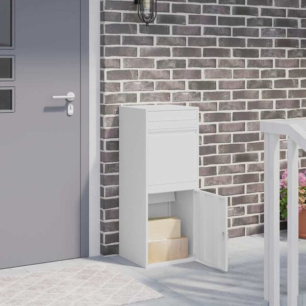 vidaXL Bo&icirc;te de d&eacute;p&ocirc;t de colis avec porte Blanc 41 x 38 x 103 cm Acier