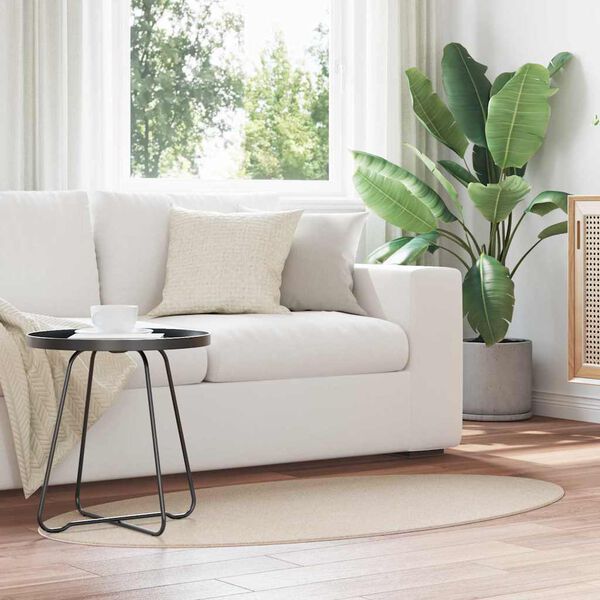 vidaXL Tapis de surface ovale HUARTE Beige 80 x 150 cm 100% Polyester