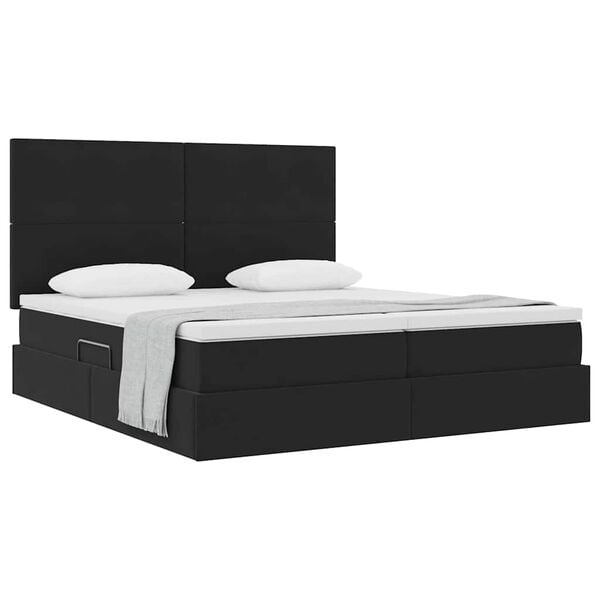 vidaXL Lit de Rangement avec matelas Noir 200 x 200 cm Velours