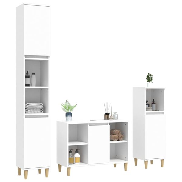 vidaXL Ensemble de meubles salle de bain 3 pcs blanc bois d'ingénierie